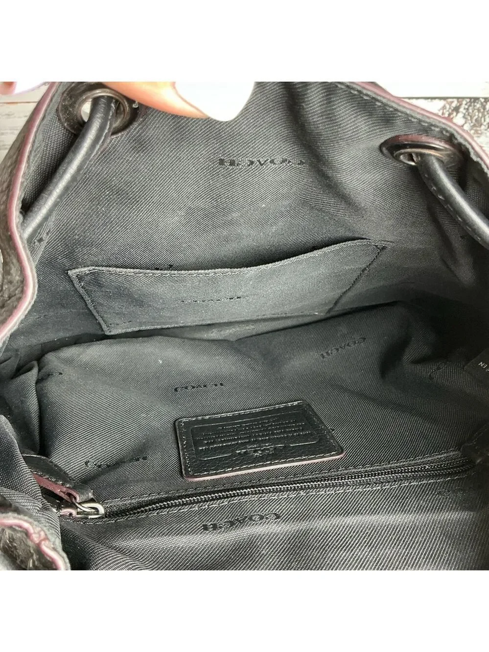 Coach Bag Black and Blue Denim Skulls Quilted Patchwork Turnlock Backpack School